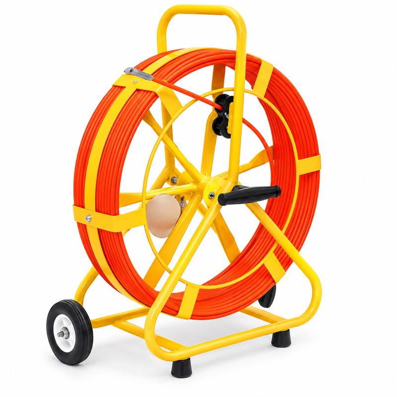 Jameson GB3 3/8 inch by 300 foot fiberglass push rod with wheels