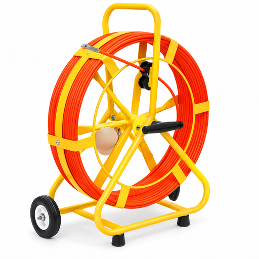 Jameson GB3 3/8 inch by 300 foot fiberglass push rod with wheels