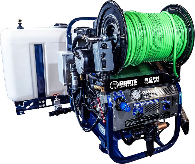 BRUTE CART JETTER 9-GPM / 4000-PSI W/ WIRELESS REMOTE & 12V VARIABLE SPEED REEL 400' HOSE